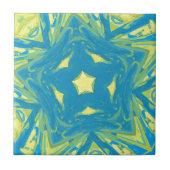 Blauwe en gele sterren tegeltje (Voorkant)
