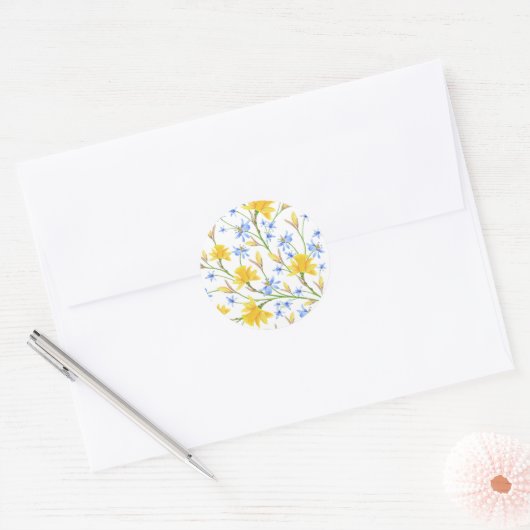 Blauwe en gele Sticker (Envelop)