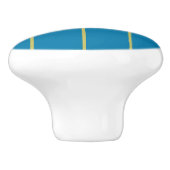 Blauwe en gele strepen keramische knop (Zijkant)