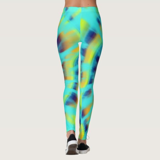 Blauwe en gele Stropdas-kleurstof Leggings (Achterkant)