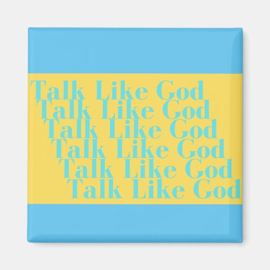 Blauwe en gele talk als God magnet (Voorkant)