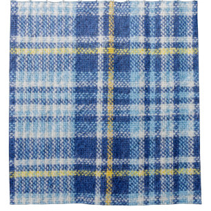 Blauwe en gele tartan of vlakke ondergrond voor fa douchegordijn