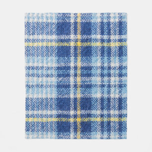 Blauwe en gele tartan of vlakke ondergrond voor fa fleece deken