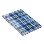 Blauwe en gele tartan of vlakke ondergrond voor fa notitieboek (Rechterzijde)