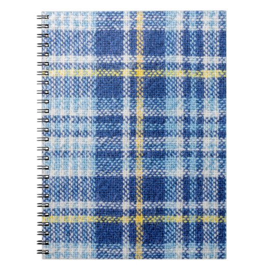 Blauwe en gele tartan of vlakke ondergrond voor fa notitieboek (Voorkant)