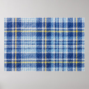 Blauwe en gele tartan of vlakke ondergrond voor fa poster