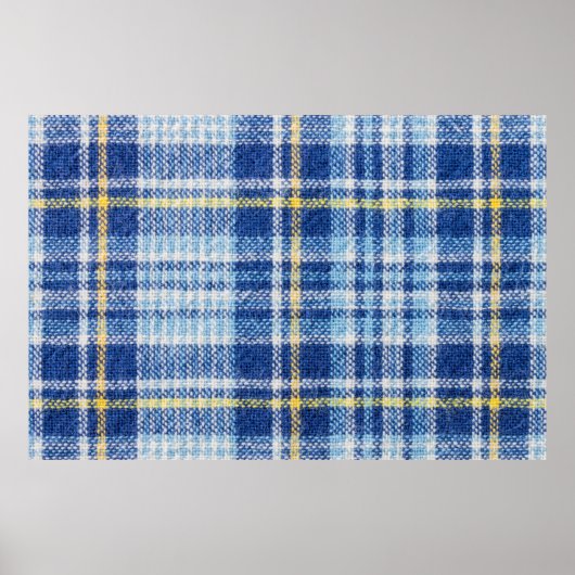 Blauwe en gele tartan of vlakke ondergrond voor fa poster (Voorkant)