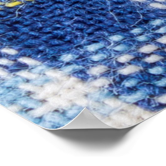 Blauwe en gele tartan of vlakke ondergrond voor fa poster (Hoek)