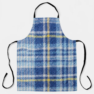 Blauwe en gele tartan of vlakke ondergrond voor fa schort