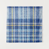 Blauwe en gele tartan of vlakke ondergrond voor fa wandkleed (Voorkant (horizontaal))