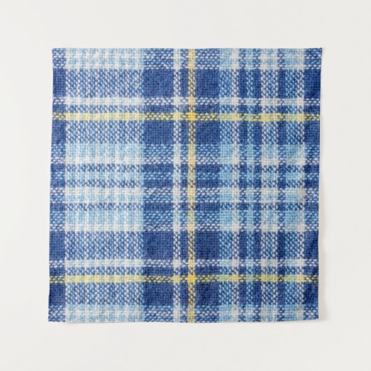 Blauwe en gele tartan of vlakke ondergrond voor fa wandkleed (Voorkant)