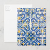 Blauwe en gele tegel, Portugal Briefkaart (Voorkant / Achterkant)
