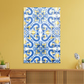Blauwe en gele tegel, Portugal Canvas Afdruk (Insitu (Woonkamer))