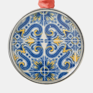 Blauwe en gele tegel, Portugal Metalen Ornament
