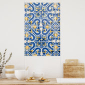 Blauwe en gele tegel, Portugal Poster (Keuken)