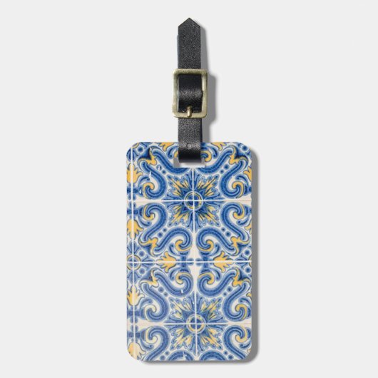 Blauwe en gele tegels, Portugal Bagagelabel (Voorkant verticaal)