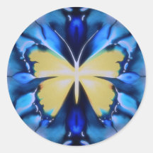 Blauwe en gele Tie Dye Butterfly Sticker