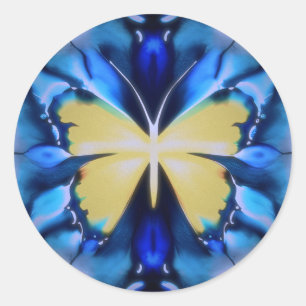 Blauwe en gele Tie Dye Butterfly Sticker