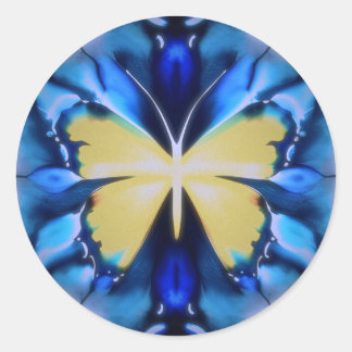 Blauwe en gele Tie Dye Butterfly Sticker