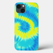 Blauwe en Gele Tie Dye Telefoon Case (Achterkant)
