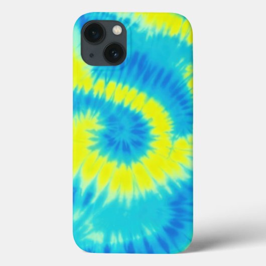 Blauwe en Gele Tie Dye Telefoon Case (Achterkant)