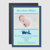 Blauwe en gele trein | Aankondiging van de foto te (Voorkant / Achterkant)