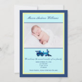 Blauwe en gele trein Gedekte foto's Aankondiging (Voorkant)