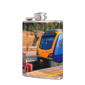 Blauwe en gele trein heupfles (Links)