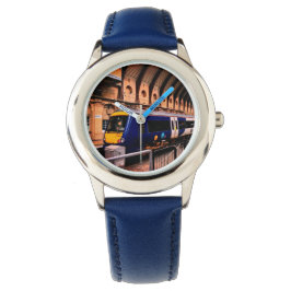 Blauwe en gele trein horloge