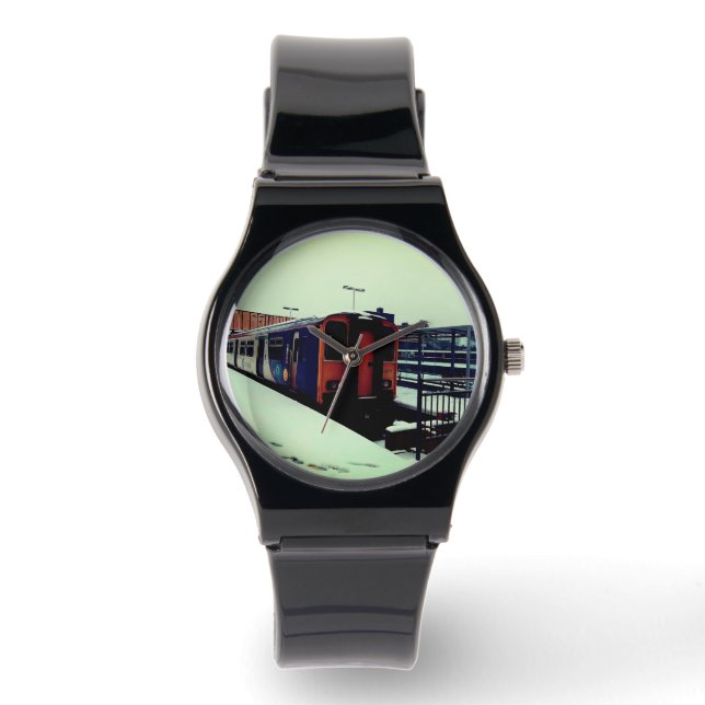 Blauwe en gele trein horloge (Voorkant)