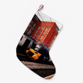 Blauwe en gele trein kleine kerstsok (Voorkant (Hangend))