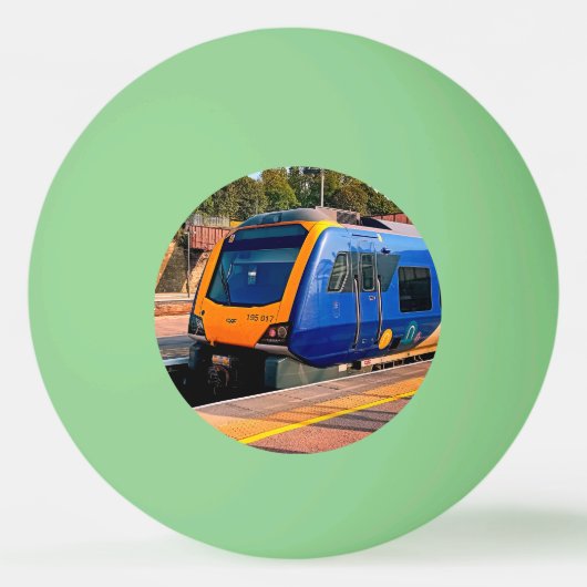 Blauwe en gele trein pingpongbal (Voorkant)