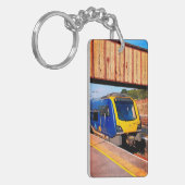 Blauwe en gele trein sleutelhanger (Voorkant Links)