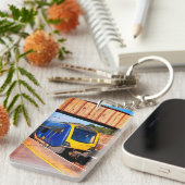 Blauwe en gele trein sleutelhanger (Voorkant Rechts)