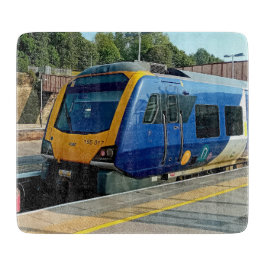 Blauwe en gele trein snijplank