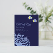 Blauwe en gele tropische vissen redden de datum aankondigingskaart (Staand voorkant)