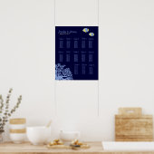 Blauwe en gele tropische viszetkaart poster (Keuken)