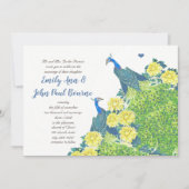 Blauwe en gele  uitnodiging voor het huwelijk (Voorkant)