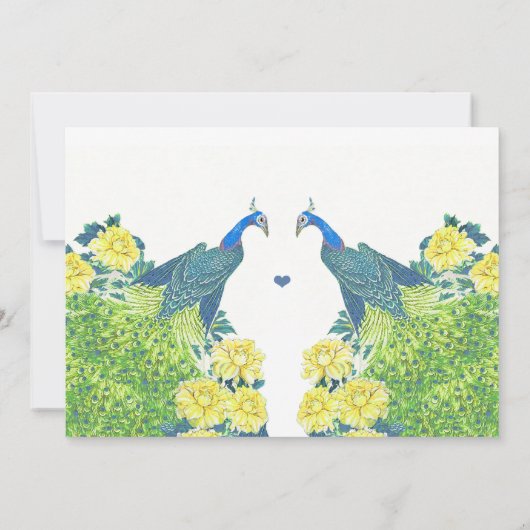 Blauwe en gele  uitnodiging voor het huwelijk (Achterkant)