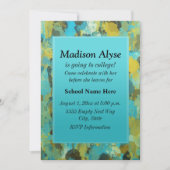 Blauwe en gele verf "Off to College" uitnodigen Kaart (Voorkant)