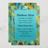 Blauwe en gele verf "Off to College" uitnodigen Kaart (Voorkant / Achterkant)