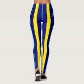 Blauwe en gele verticale strepen leggings (Achterkant)