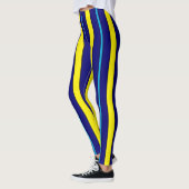 Blauwe en gele verticale strepen leggings (Links)