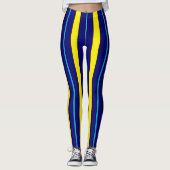 Blauwe en gele verticale strepen leggings (Voorkant)