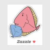 Blauwe en gele vis sticker (Vel)