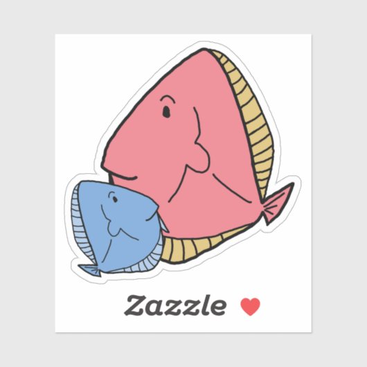 Blauwe en gele vis sticker (Vel)