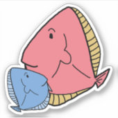 Blauwe en gele vis sticker (Voorkant)