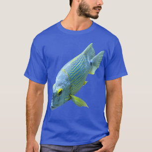 Blauwe en gele vis t-shirt