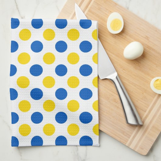 Blauwe en gele vlagkleuren Poolse stippen Theedoek (Quarter Fold)