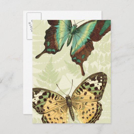 Blauwe en gele vlinder briefkaart (Voorkant / Achterkant)
